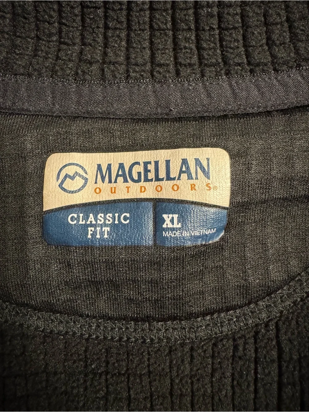 Magellan Outdoors Men’s Black Waffle Knit Quarter-Zip Pullover